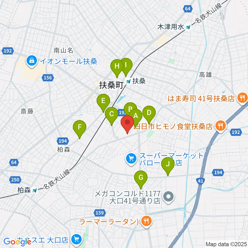 扶桑町総合体育館～免疫ケアで健康習慣を～周辺のカフェ一覧地図