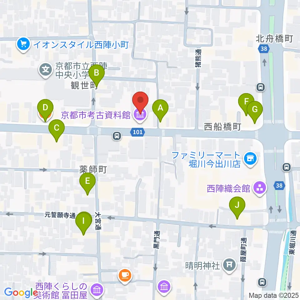 京都市考古資料館周辺のカフェ一覧地図