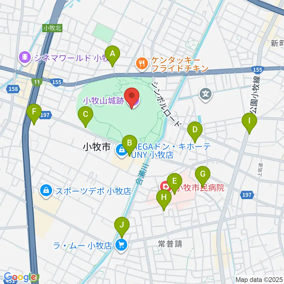 小牧山歴史館周辺のカフェ一覧地図