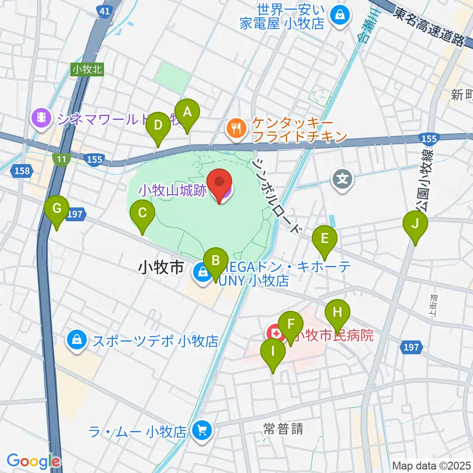小牧山歴史館周辺のカフェ一覧地図