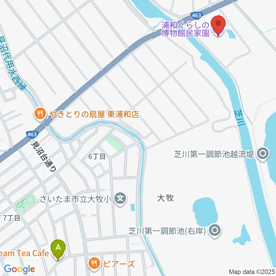 浦和くらしの博物館民家園周辺のカフェ一覧地図