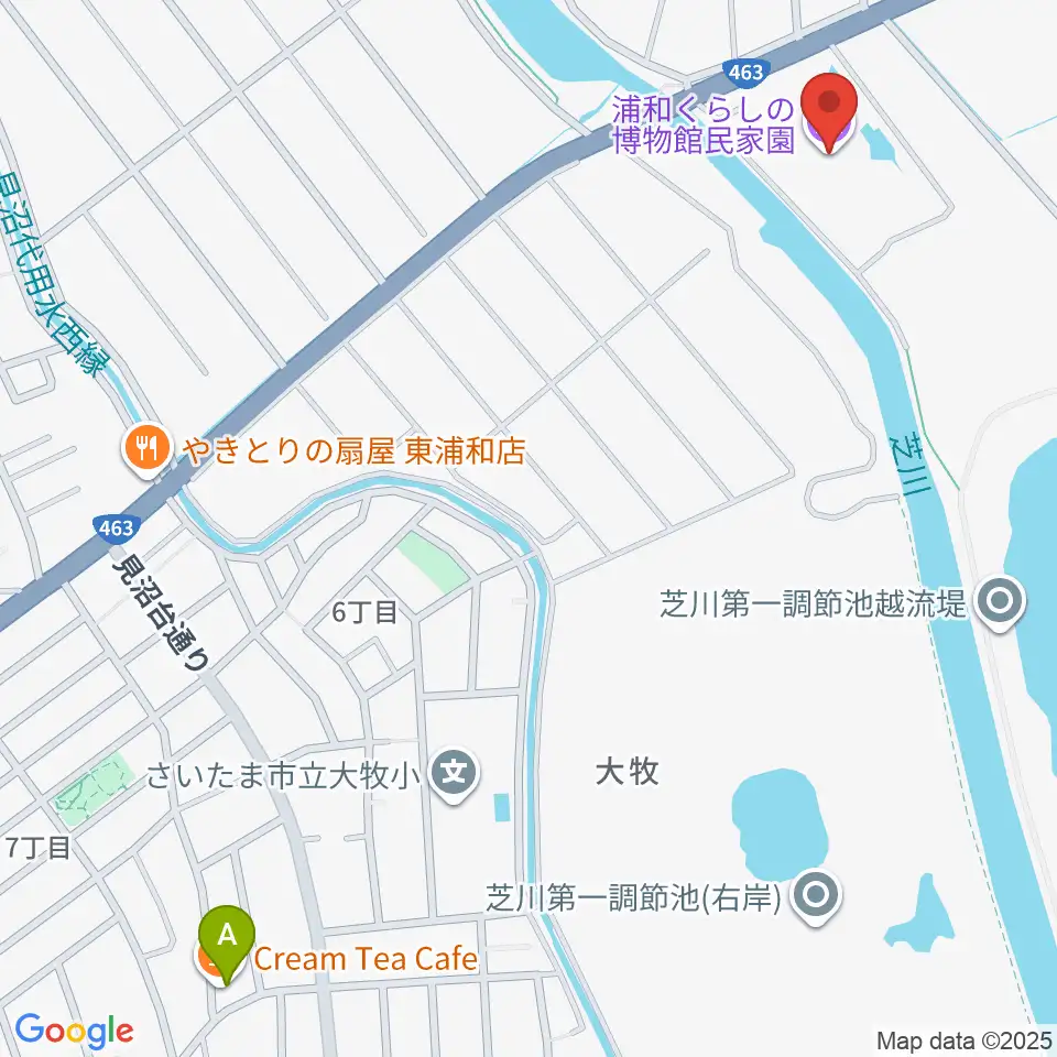 浦和くらしの博物館民家園周辺のカフェ一覧地図
