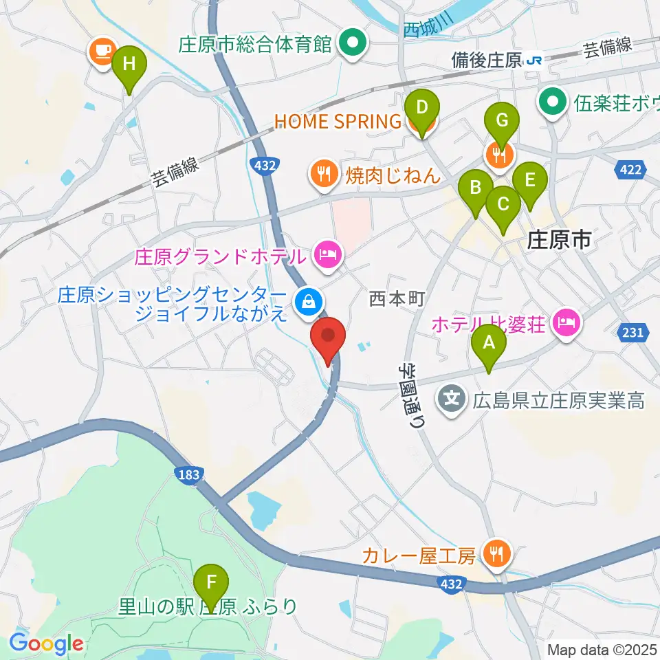 庄原市歴史民俗資料館周辺のカフェ一覧地図