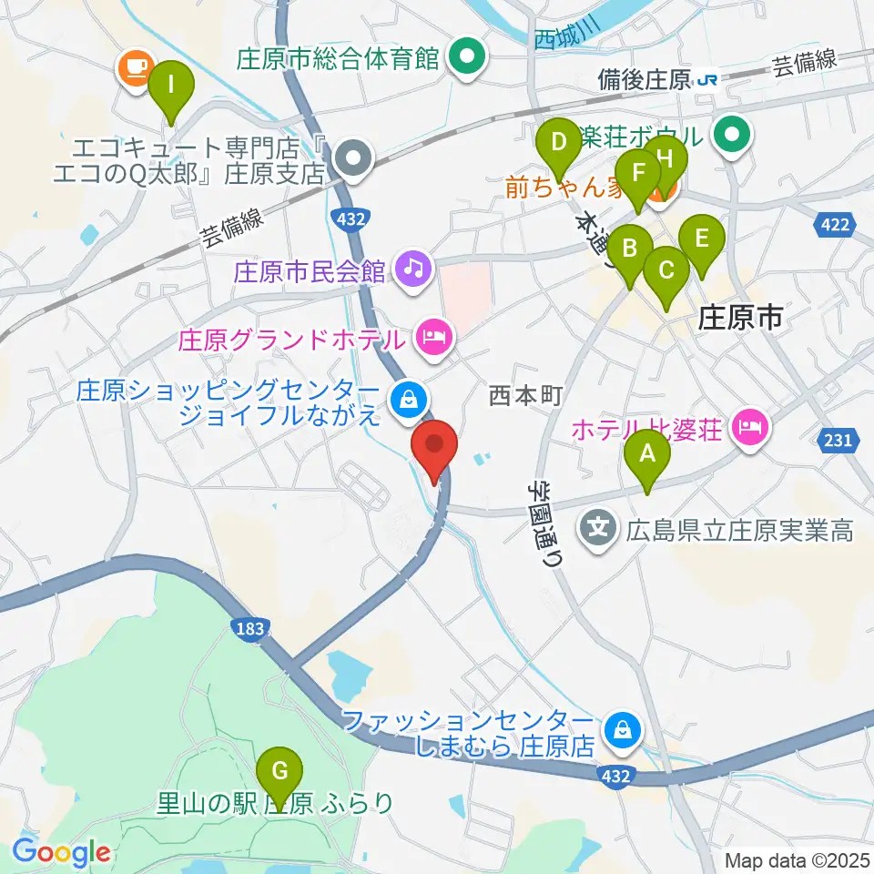 庄原市歴史民俗資料館周辺のカフェ一覧地図