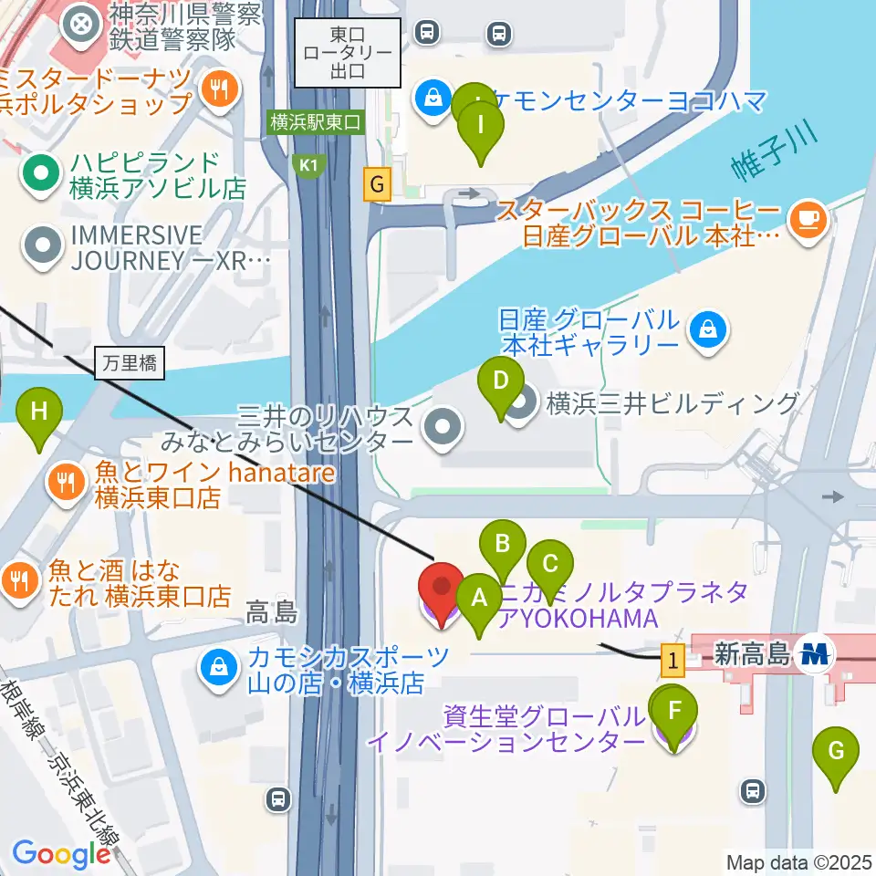 プラネタリアYOKOHAMA周辺のカフェ一覧地図