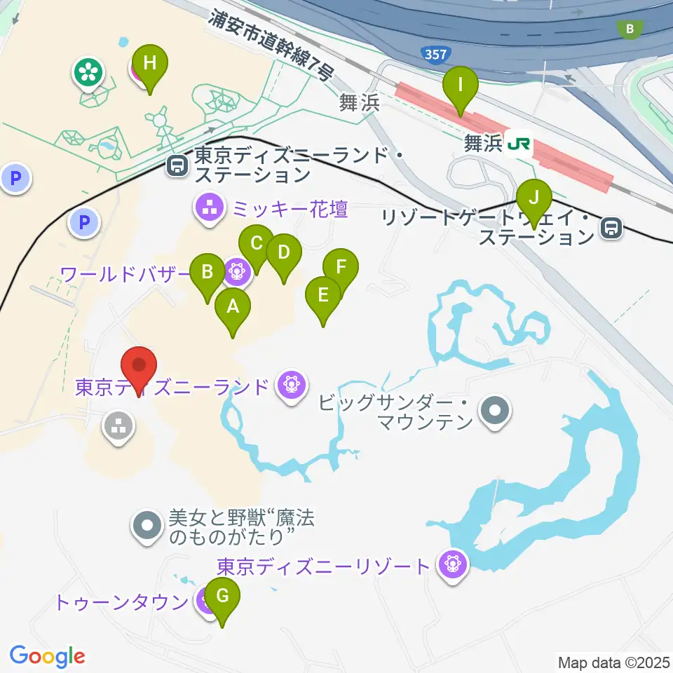 東京ディズニーランド ショーベース周辺のカフェ一覧地図