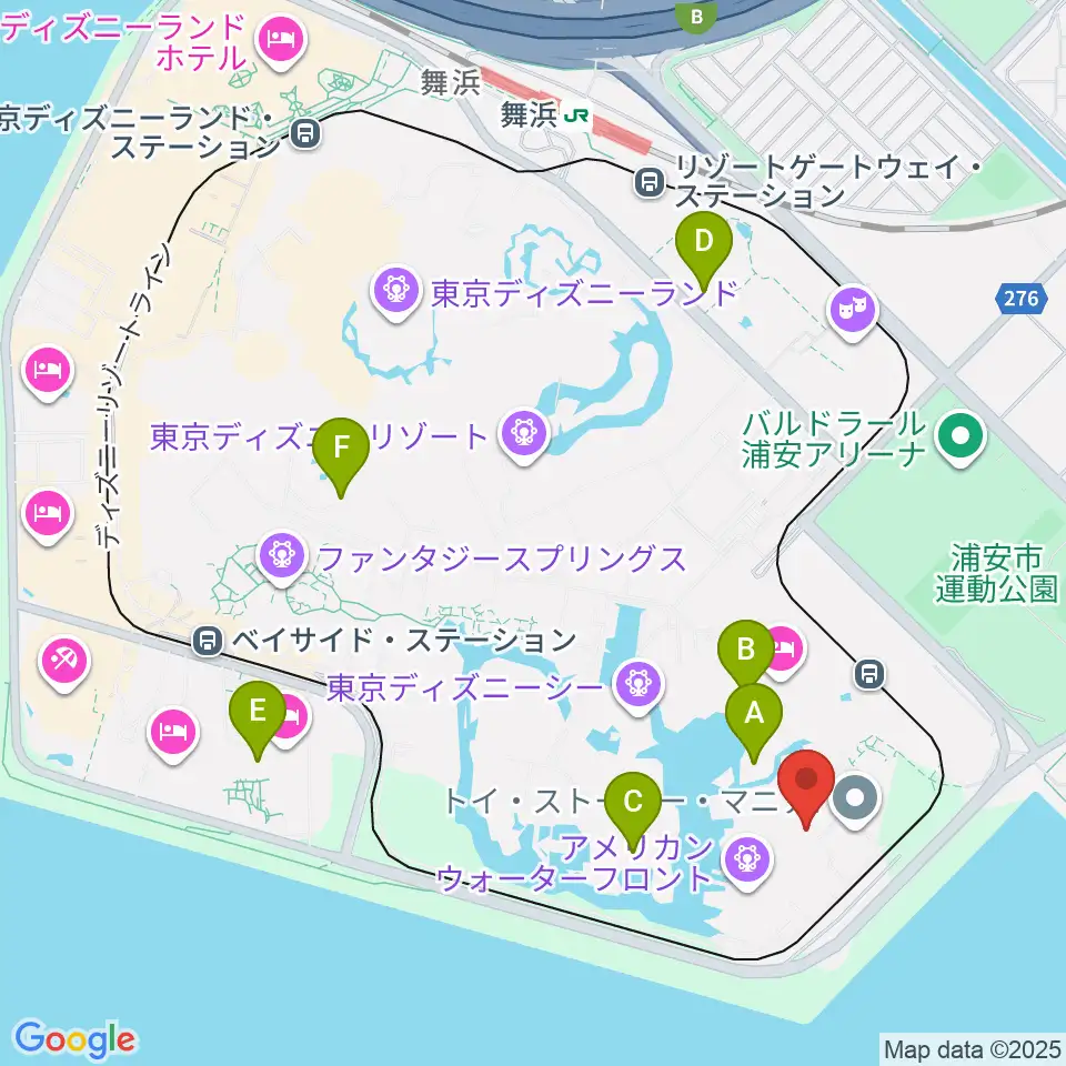 東京ディズニーシー ブロードウェイ･ミュージックシアター周辺のカフェ一覧地図