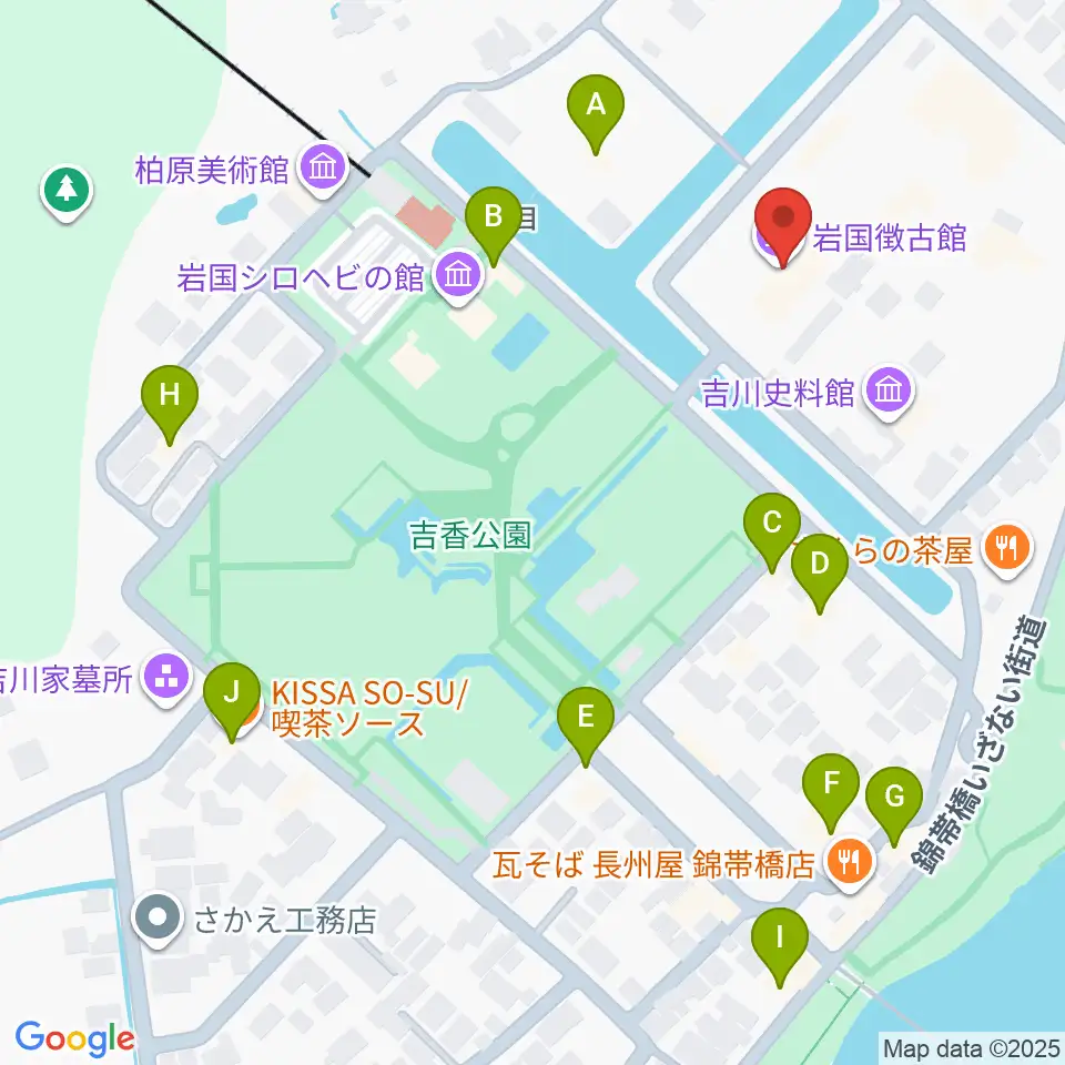 岩国徴古館周辺のカフェ一覧地図