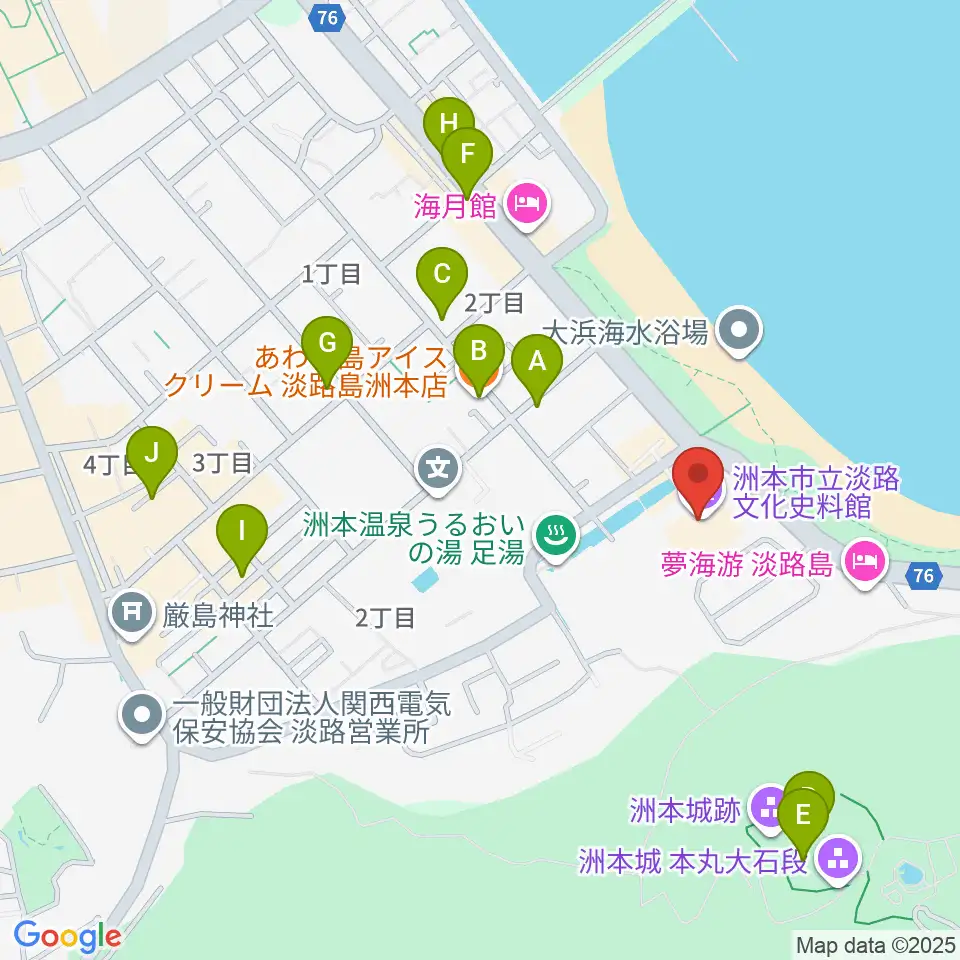 淡路文化史料館周辺のカフェ一覧地図