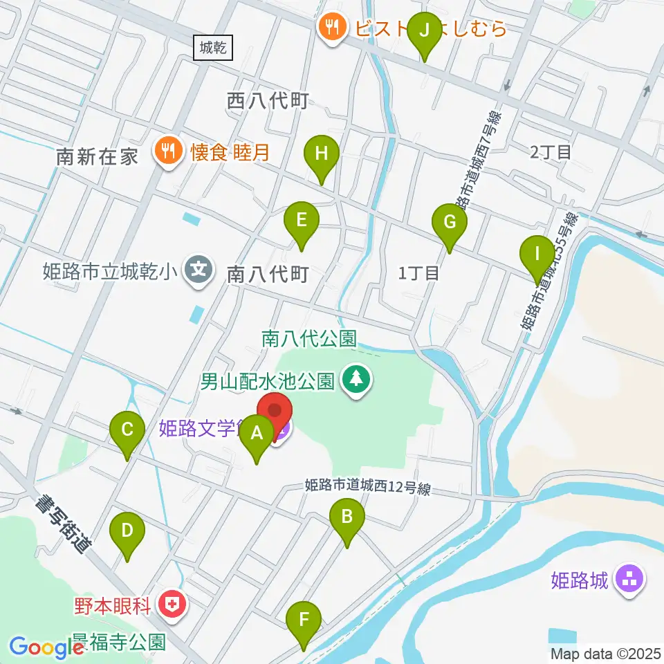 姫路文学館周辺のカフェ一覧地図