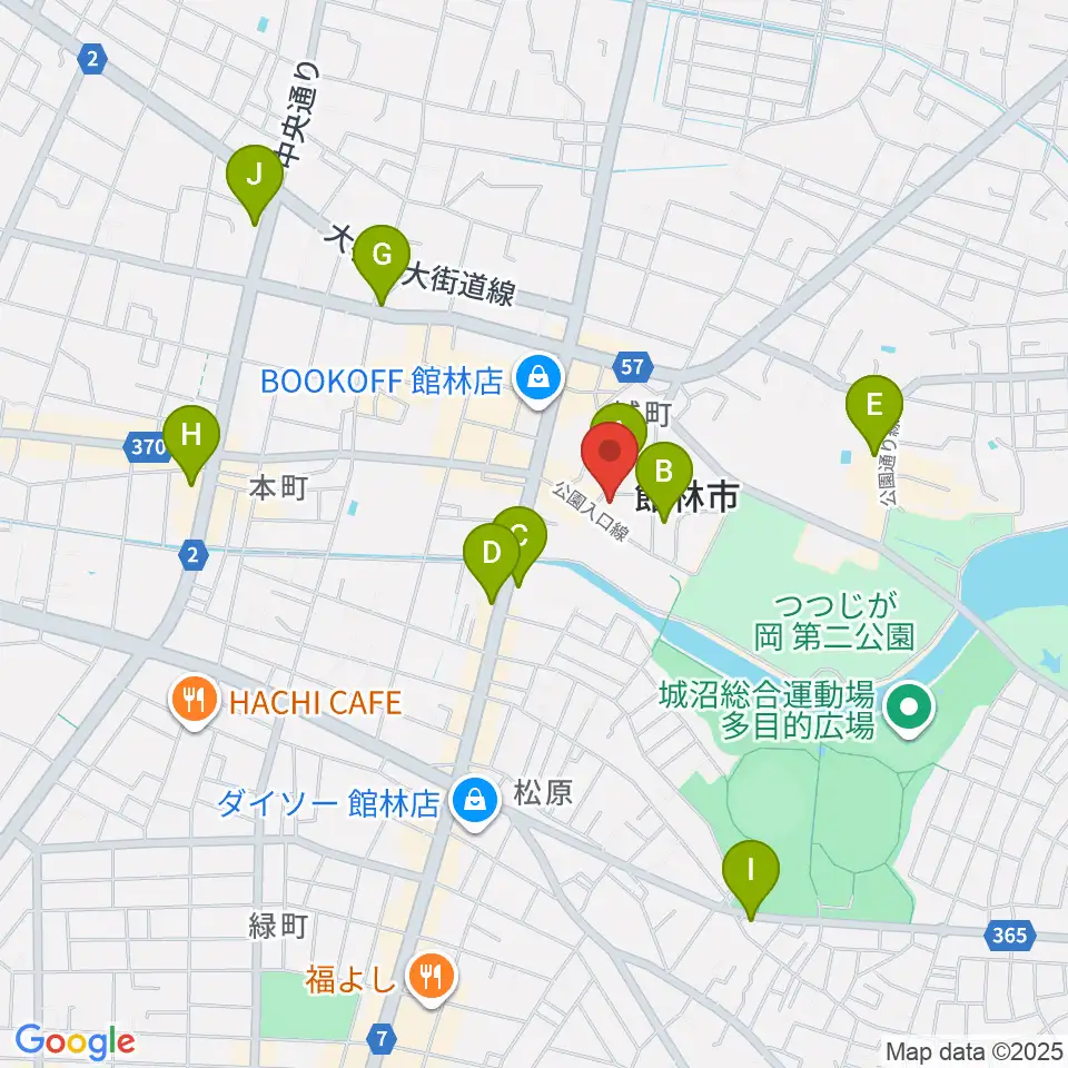 館林市第一資料館周辺のカフェ一覧地図