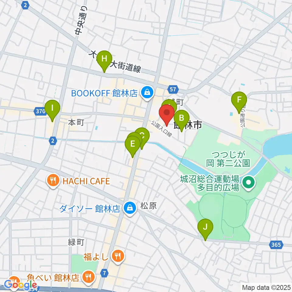 館林市第一資料館周辺のカフェ一覧地図