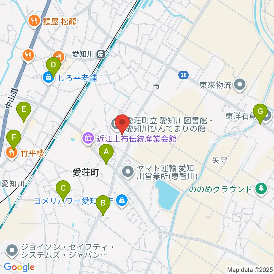 愛知川びんてまりの館周辺のカフェ一覧地図