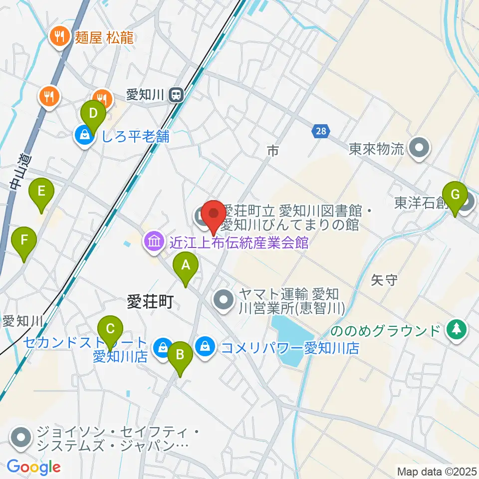 愛知川びんてまりの館周辺のカフェ一覧地図