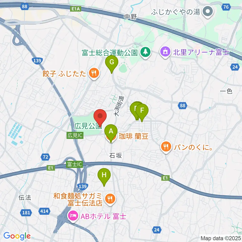 富士山かぐや姫ミュージアム周辺のカフェ一覧地図