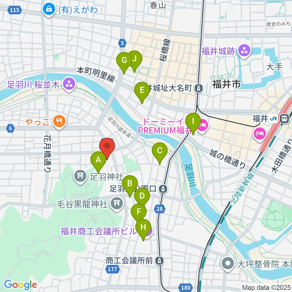 福井市橘曙覧記念文学館周辺のカフェ一覧地図