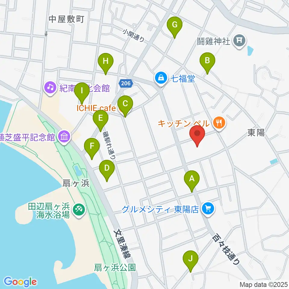田辺市立歴史民俗資料館周辺のカフェ一覧地図
