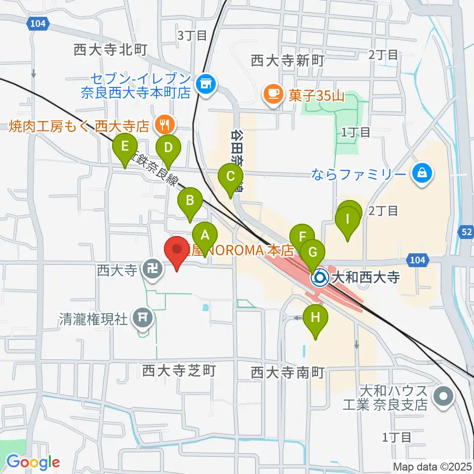 西大寺聚宝館周辺のカフェ一覧地図