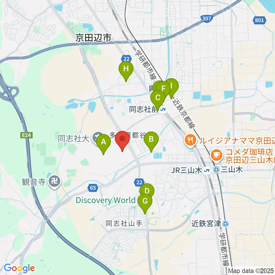 同志社大学歴史資料館周辺のカフェ一覧地図
