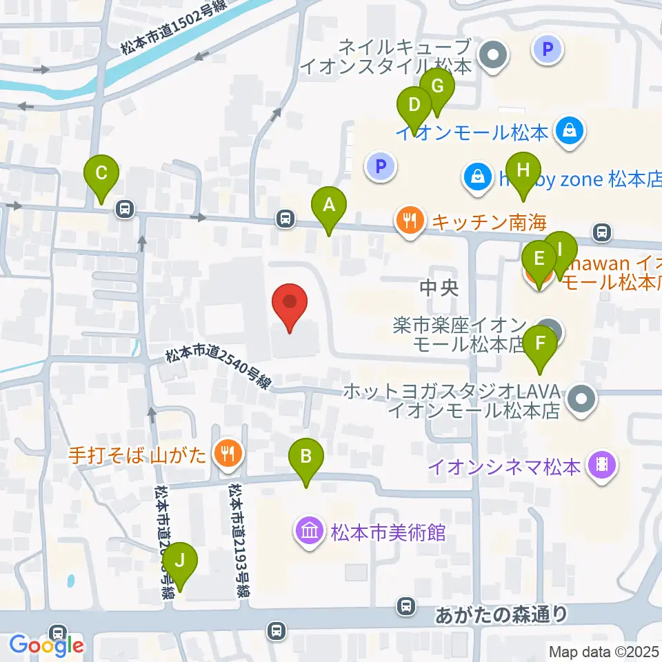 テスコム・エレコム武道場周辺のカフェ一覧地図