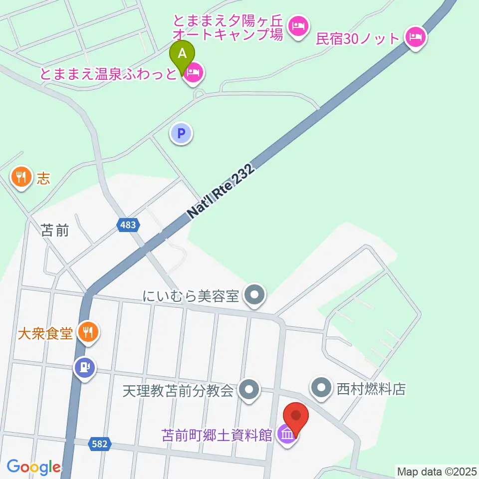 苫前町郷土資料館周辺のカフェ一覧地図