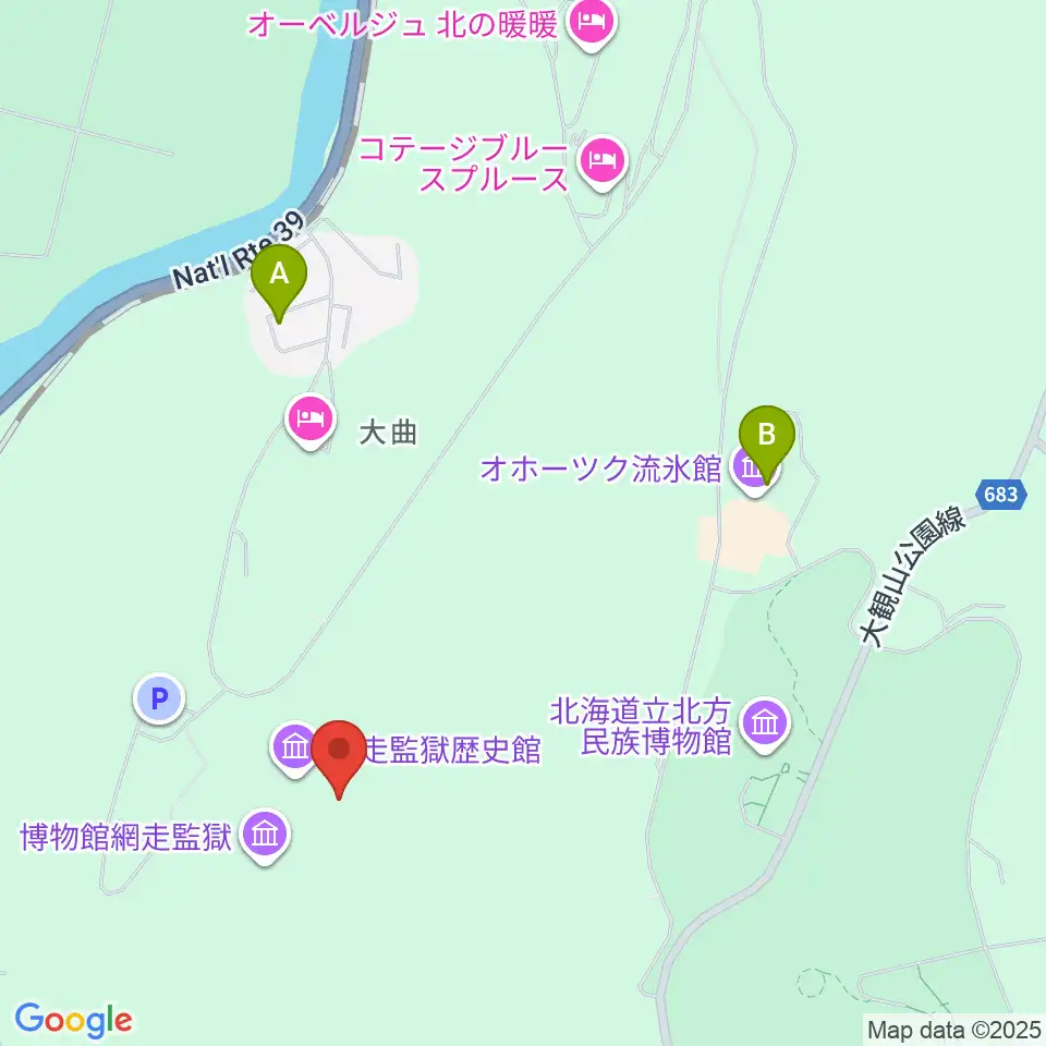 博物館網走監獄周辺のカフェ一覧地図