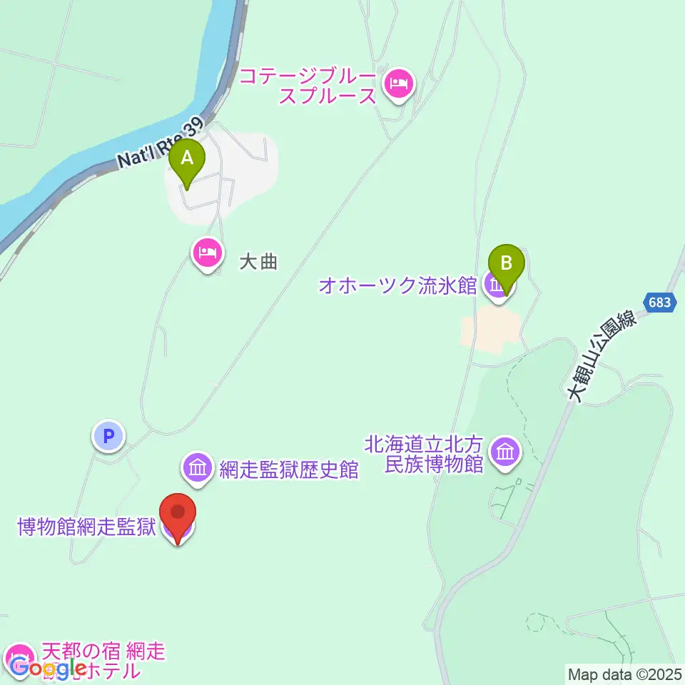 博物館網走監獄周辺のカフェ一覧地図