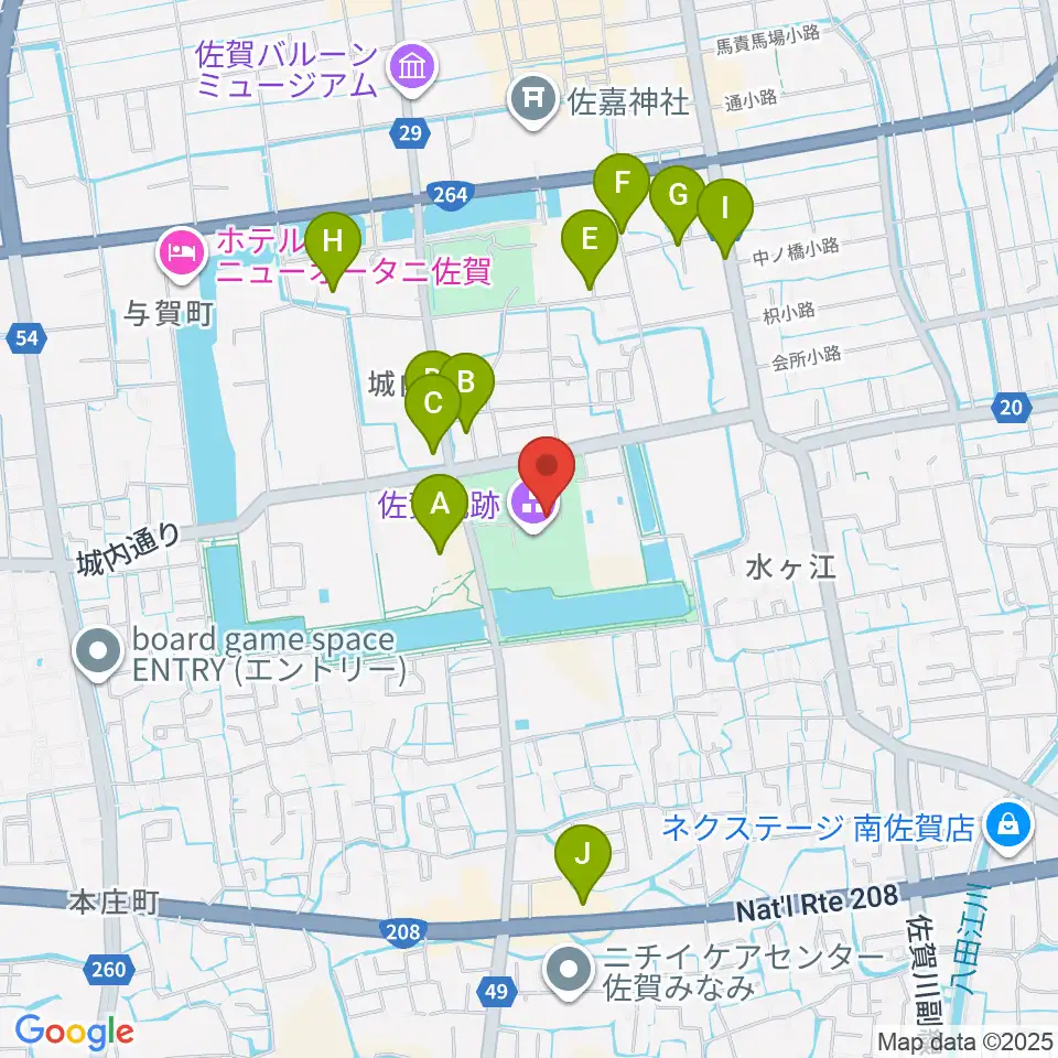 佐賀県立佐賀城本丸歴史館周辺のカフェ一覧地図
