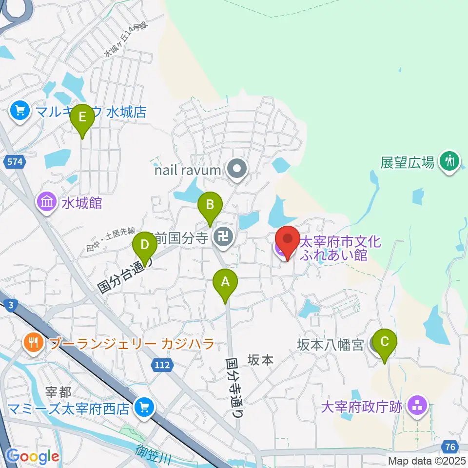 太宰府市文化ふれあい館周辺のカフェ一覧地図