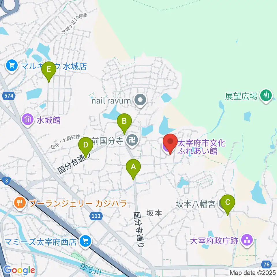 太宰府市文化ふれあい館周辺のカフェ一覧地図