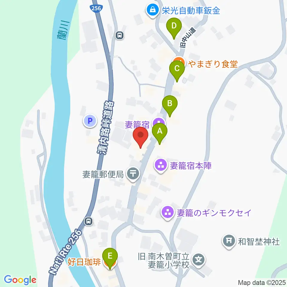 南木曽町博物館周辺のカフェ一覧地図