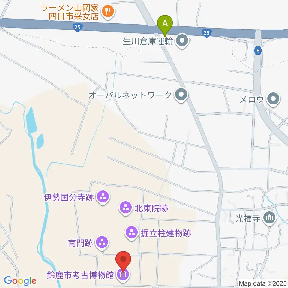 鈴鹿市考古博物館周辺のカフェ一覧地図