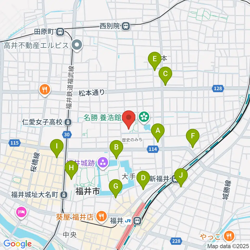 福井市立郷土歴史博物館周辺のカフェ一覧地図