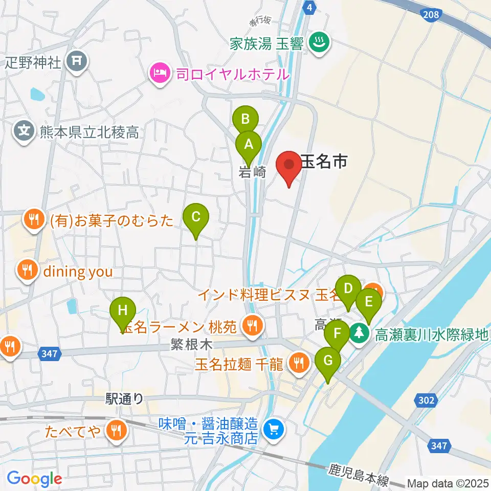 玉名市立歴史博物館こころピア周辺のカフェ一覧地図