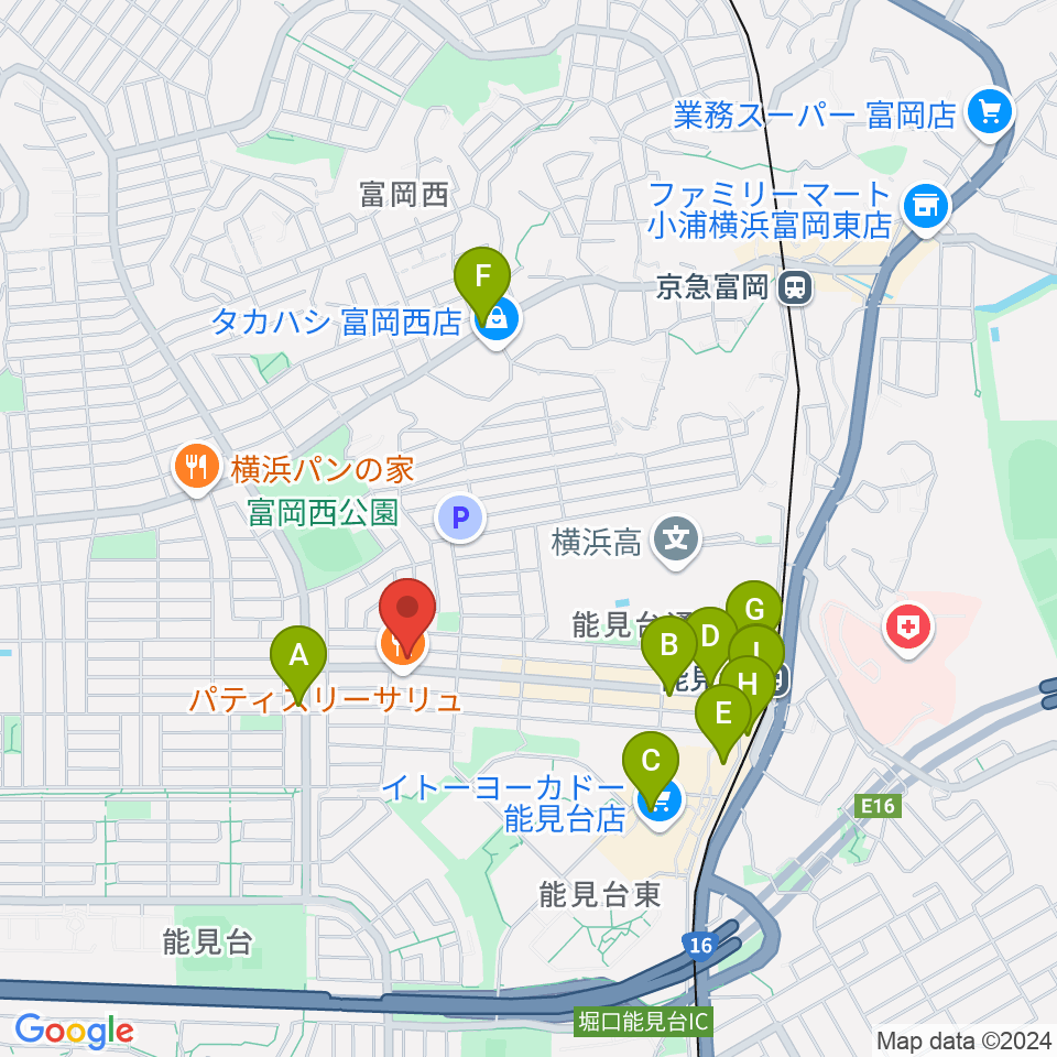 スタジオジャスト能見台本店周辺のカフェ一覧地図