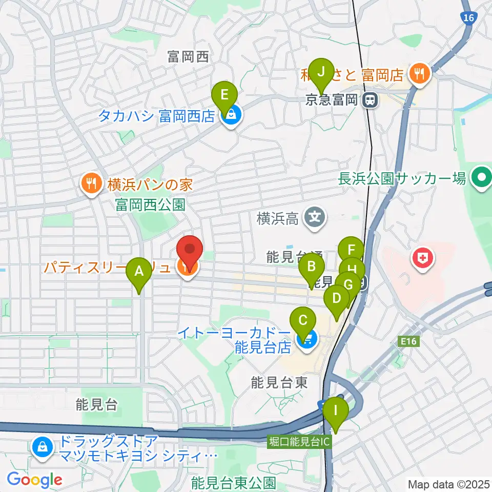 スタジオジャスト能見台本店周辺のカフェ一覧地図