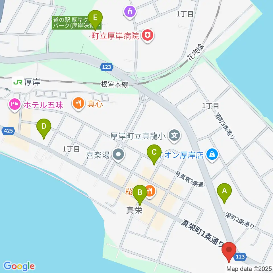 厚岸町海事記念館周辺のカフェ一覧地図