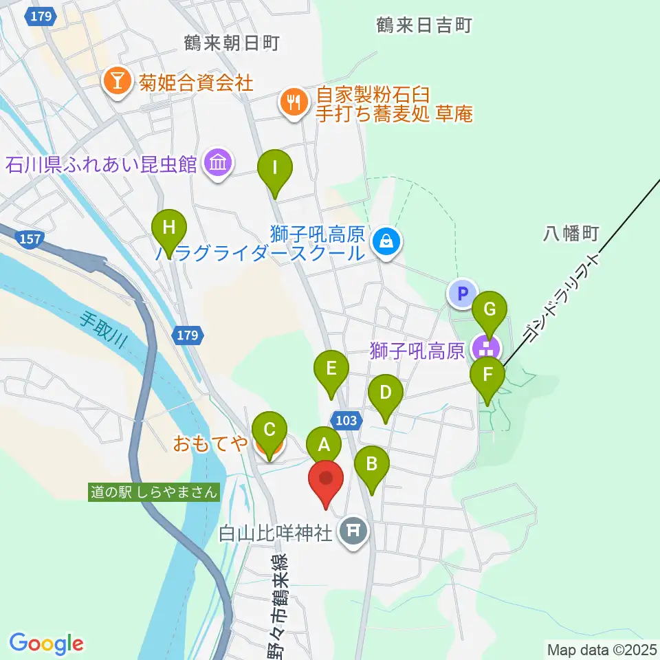 白山比咩神社宝物館周辺のカフェ一覧地図
