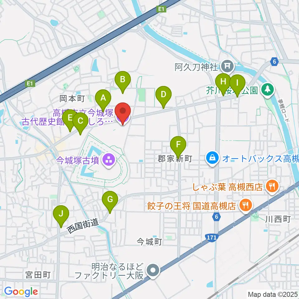 今城塚古代歴史館周辺のカフェ一覧地図