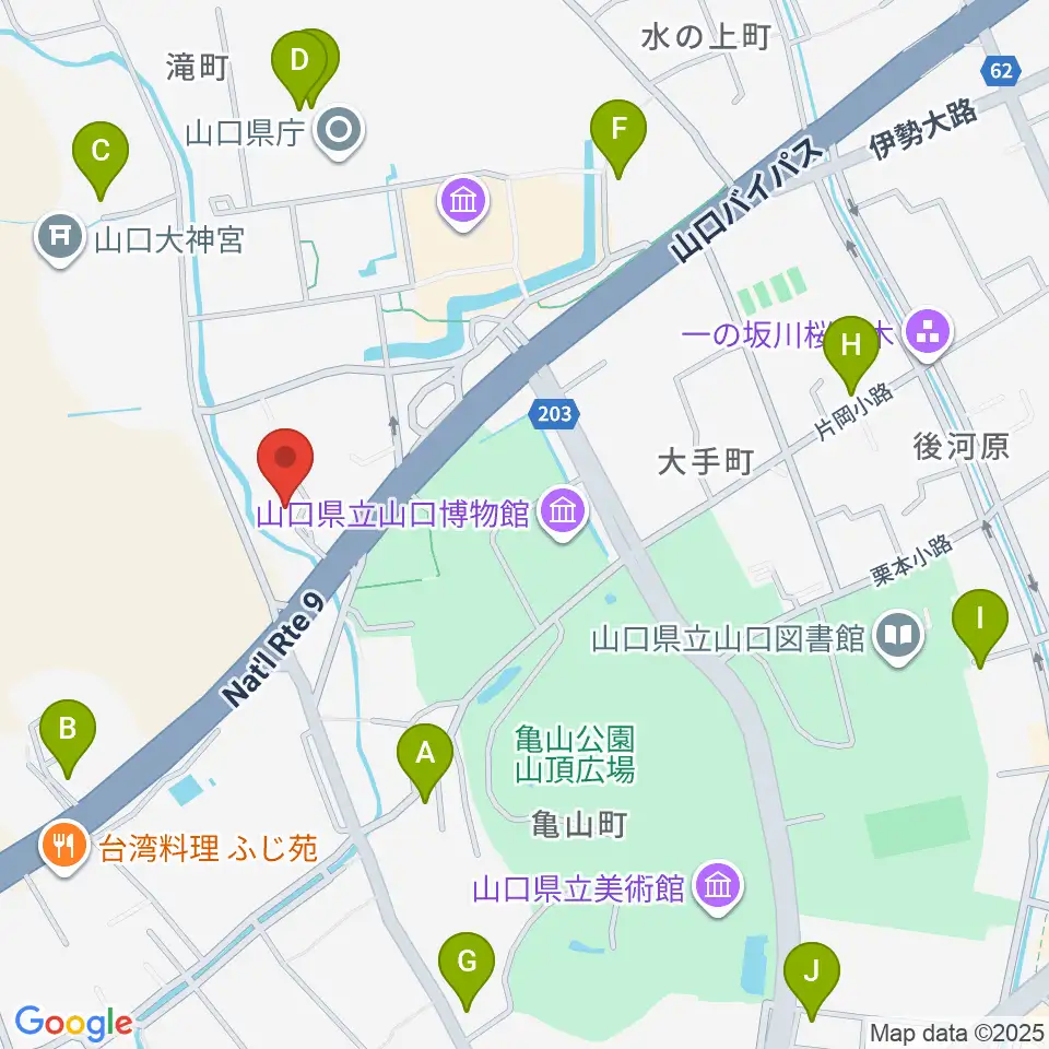 山口市歴史民俗資料館周辺のカフェ一覧地図