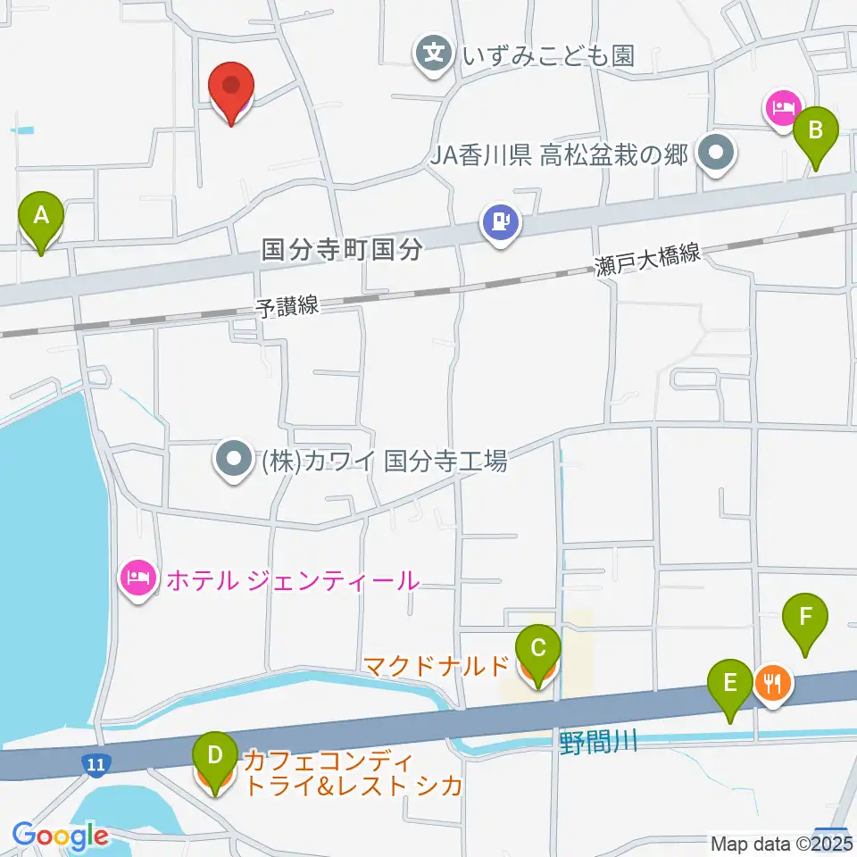高松市讃岐国分寺跡資料館周辺のカフェ一覧地図