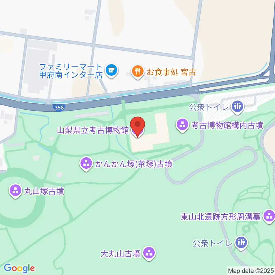 山梨県立考古博物館周辺のカフェ一覧地図
