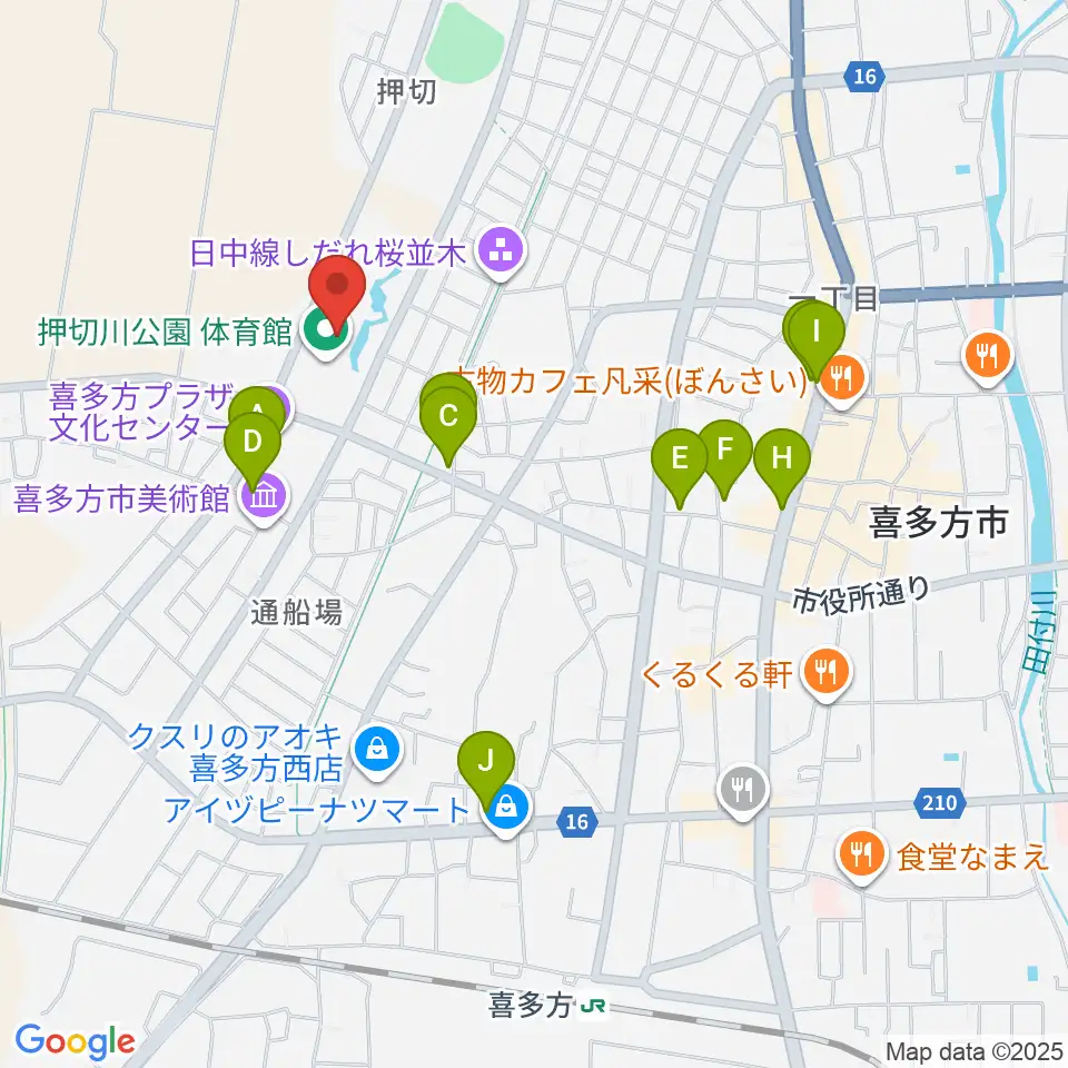 押切川公園レゾナック体育館周辺のカフェ一覧地図
