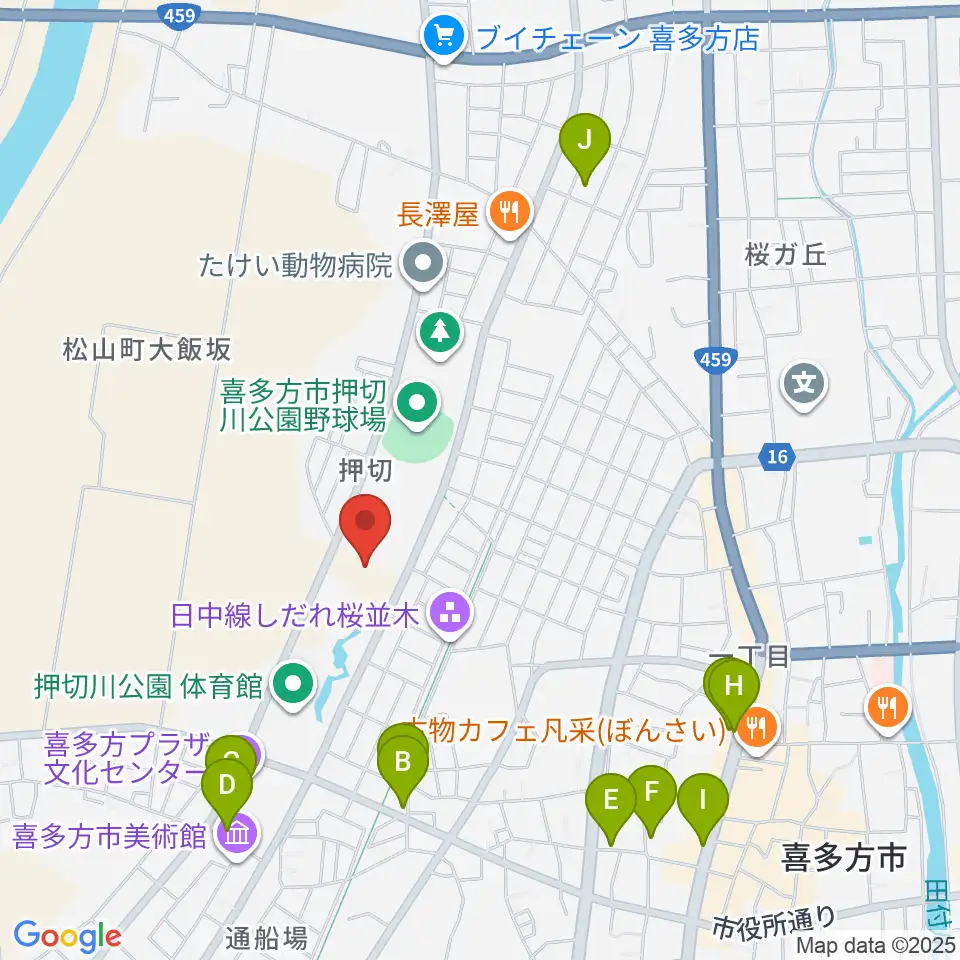 押切川公園レゾナックスポーツ広場周辺のカフェ一覧地図