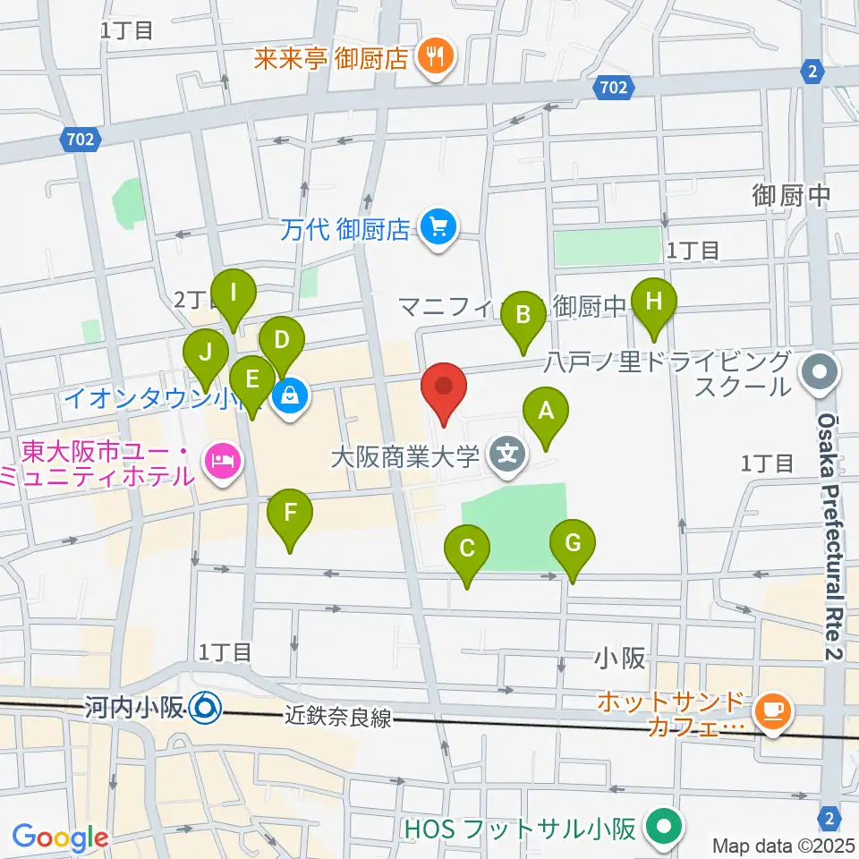 大阪商業大学商業史博物館周辺のカフェ一覧地図
