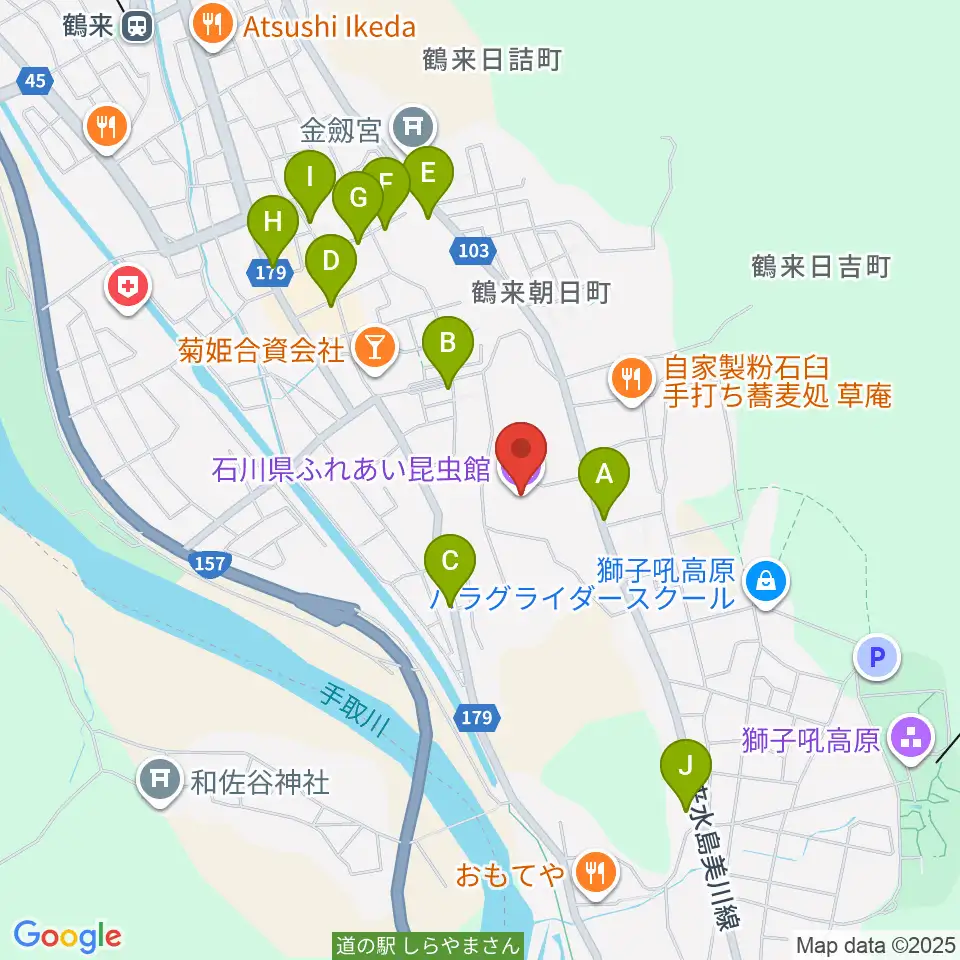 石川県ふれあい昆虫館周辺のカフェ一覧地図