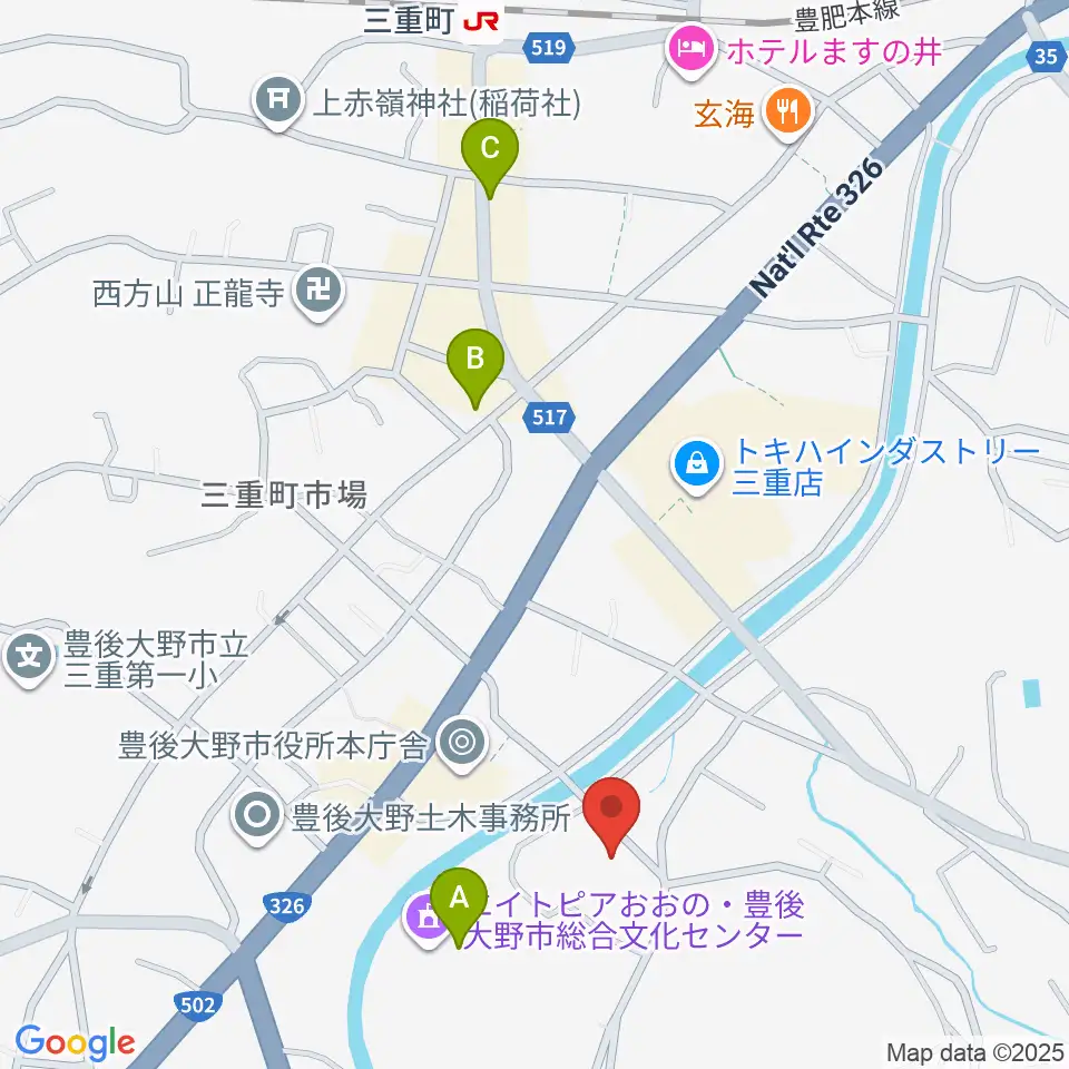 豊後大野市資料館周辺のカフェ一覧地図