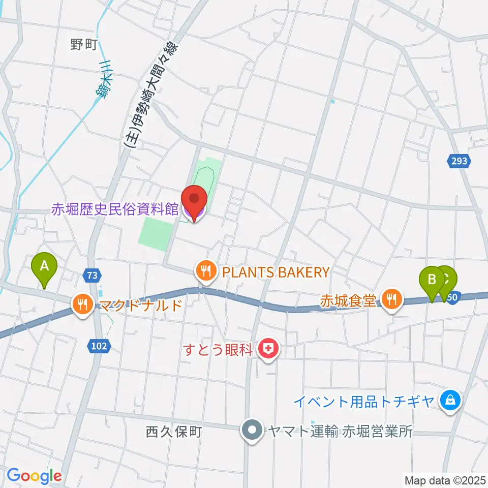 赤堀歴史民俗資料館周辺のカフェ一覧地図
