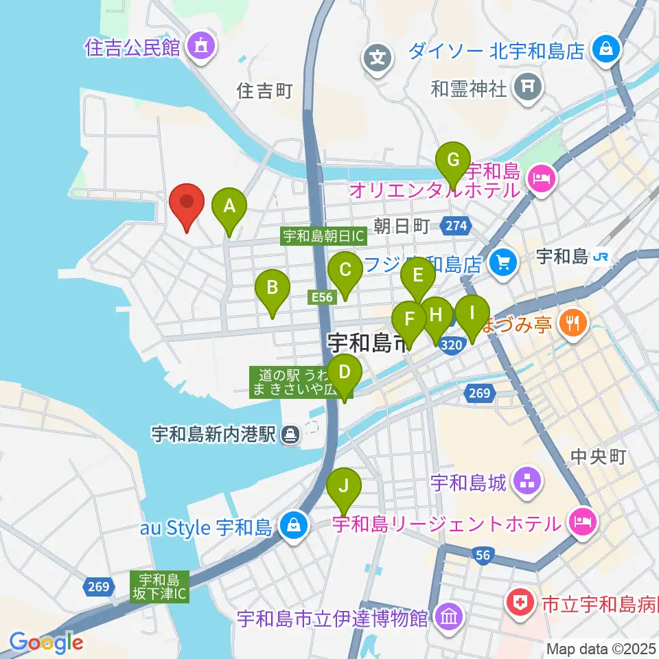 宇和島市立歴史資料館周辺のカフェ一覧地図