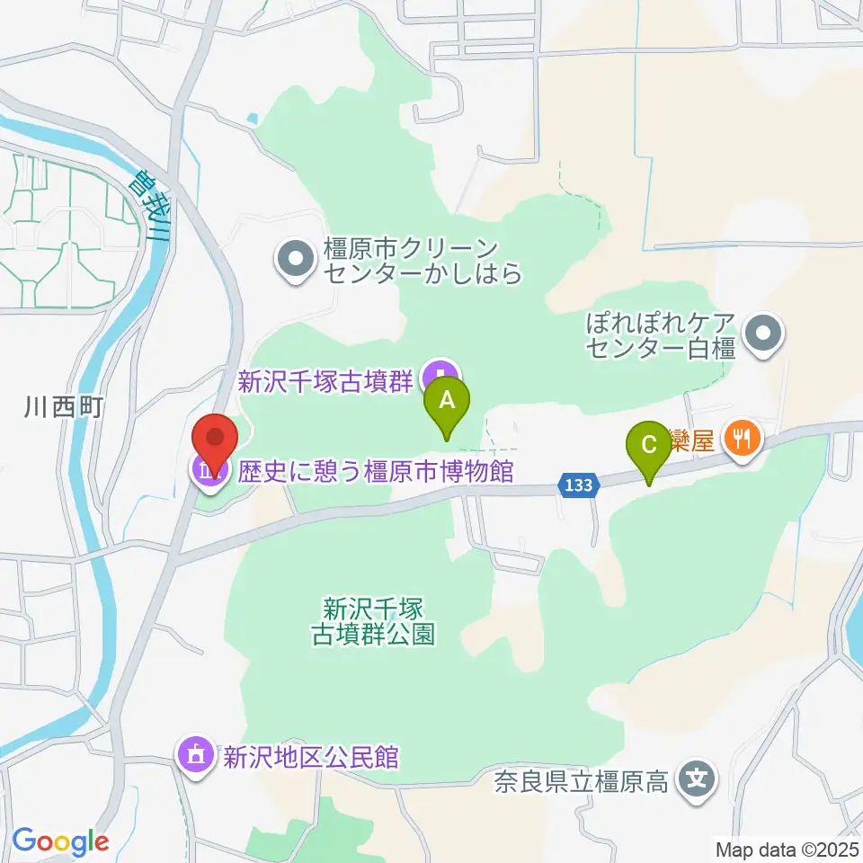歴史に憩う橿原市博物館周辺のカフェ一覧地図